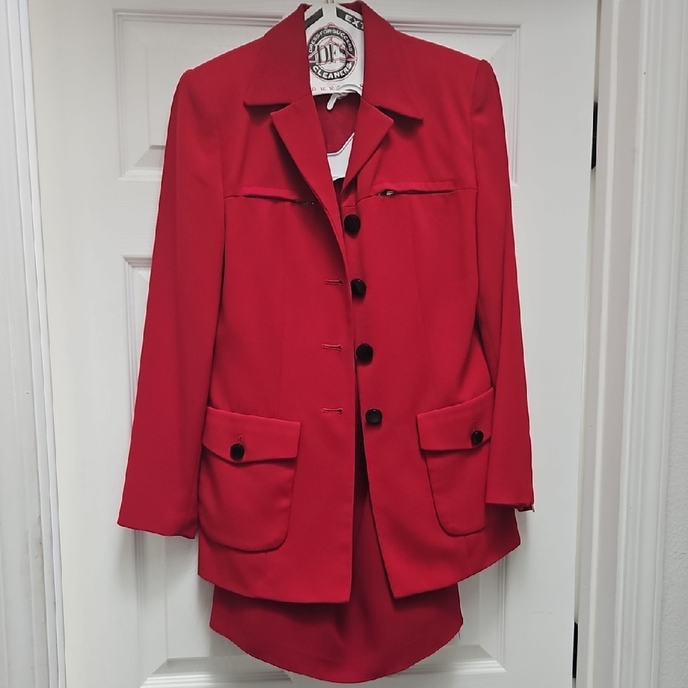 Amanda Smith Red Blazer and Skirt Set